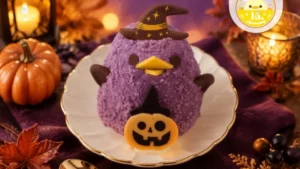 紫色のスポンジと魔女の帽子が特徴の2026年版ハロウィンぴよりん