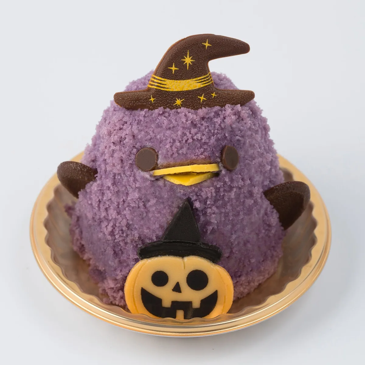 魔女の帽子とかぼちゃのモチーフを付けたハロウィンぴよりん(580円)