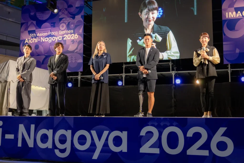 ONE HEART WORLD最後のレジェンドアスリートトークショーに登壇した入江陵介さん、大畑大介さん、安藤美姫さん、小須田潤太さん、平井理央さん